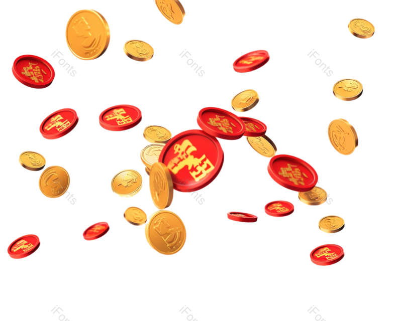 卡通图片,金币元素,简约PNG,粒子免抠素材